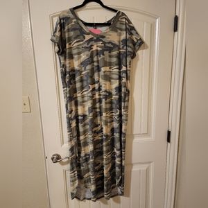 Glitzy Girlz Camo Maxi Dress with Pockets